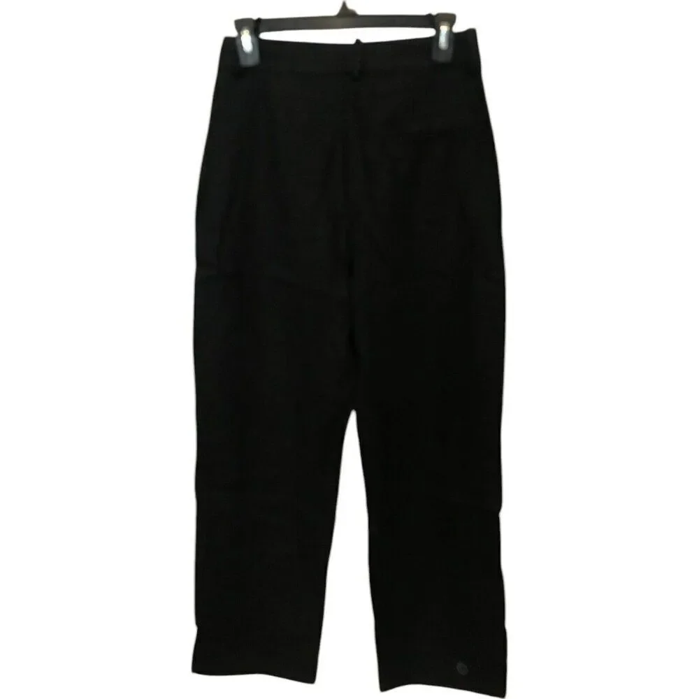 Zara Women Dress Pants Size S Black Wide Leg Linen Blend Flat Front 8017/369 NWT